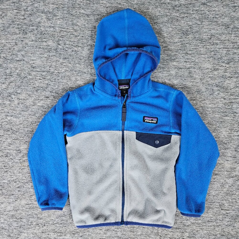 Patagonia Jacket Toddler Size 3T Fleece Micro-D Snap-T Blue Gray Full Zip 60155